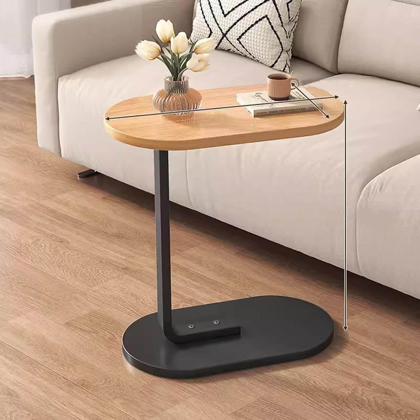 C-Shaped Portable Side Table - Space Saving Sofa Table