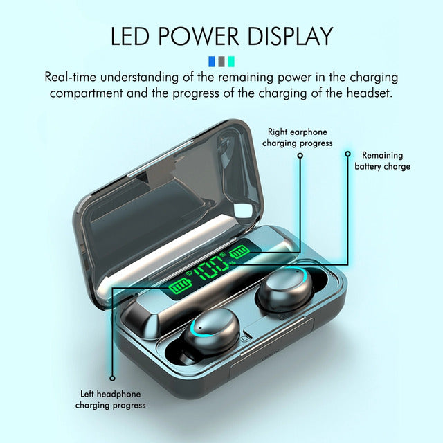 Black Wireless Earbuds Built-in Power Bank
