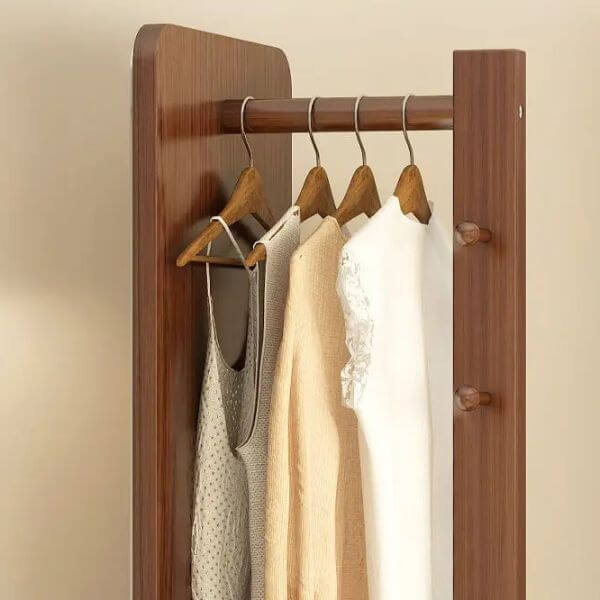 360° Rotating Wooden Full-Length Mirror & Storage Rack