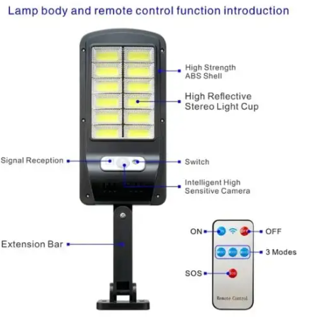 60W sensor solar light with remote outdoor