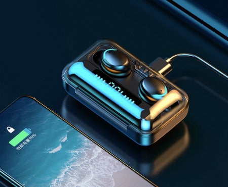 Black Wireless Earbuds Built-in Power Bank