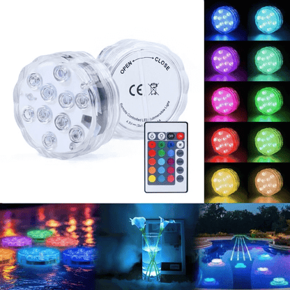 2-Pack Waterproof Submersible LED Lights with Remote Control