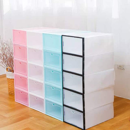 6-Piece Stackable Shoe Organizer - Clear Storage Boxes