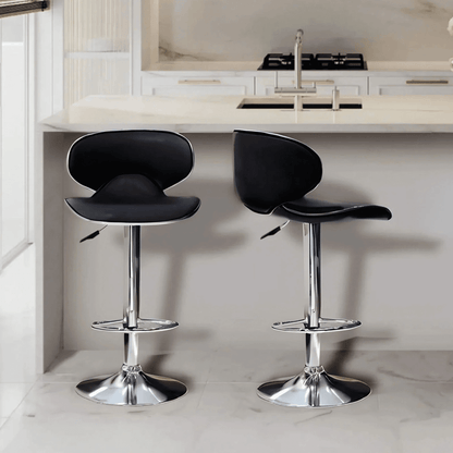 Adjustable Bar Chair with Backrest & Footrest - Swivel Stool