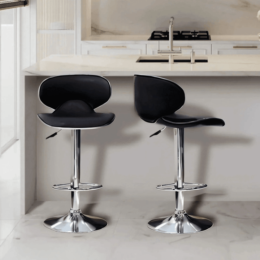 Adjustable Bar Chair with Backrest & Footrest - Swivel Stool