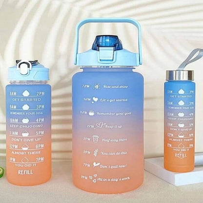 Set of 3 Motivational Water Bottles - Time Marked 2L, 900ml & 300ml