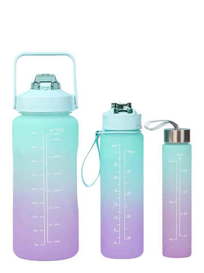 Set of 3 Motivational Water Bottles - Time Marked 2L, 900ml & 300ml