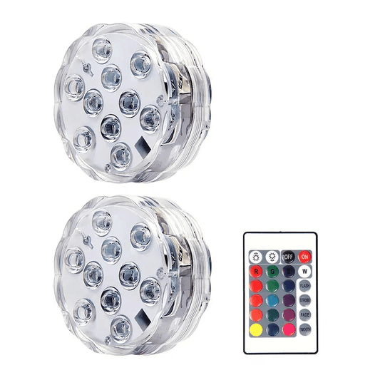2-Pack Waterproof Submersible LED Lights with Remote Control