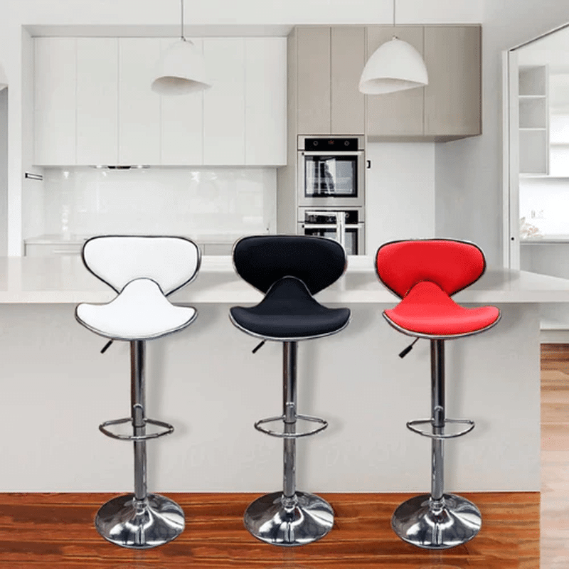 Adjustable Bar Chair with Backrest & Footrest - Swivel Stool