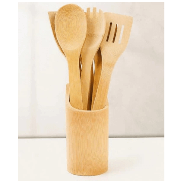 5 Piece Bamboo Kitchen Utensils Set - Sustainable Cooking Tools