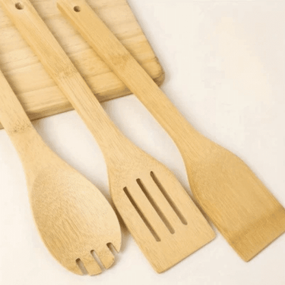 5 Piece Bamboo Kitchen Utensils Set - Sustainable Cooking Tools
