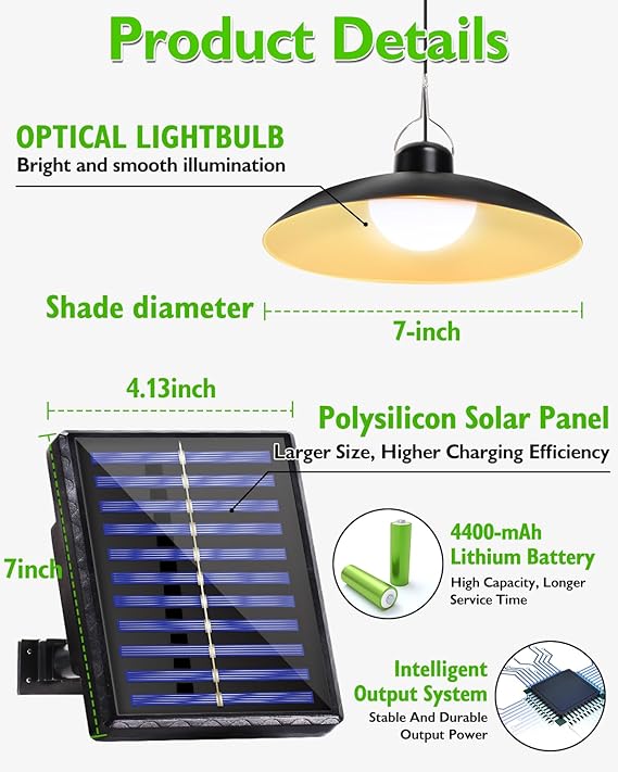 Solar Powered Indoor/Outdoor Solar Pendant Light