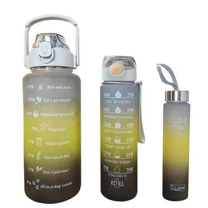 Set of 3 Motivational Water Bottles - Time Marked 2L, 900ml & 300ml