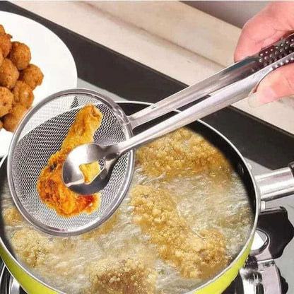Stainless Steel 2 in 1 Food Spoon Strainer - Multifunctional Tongs