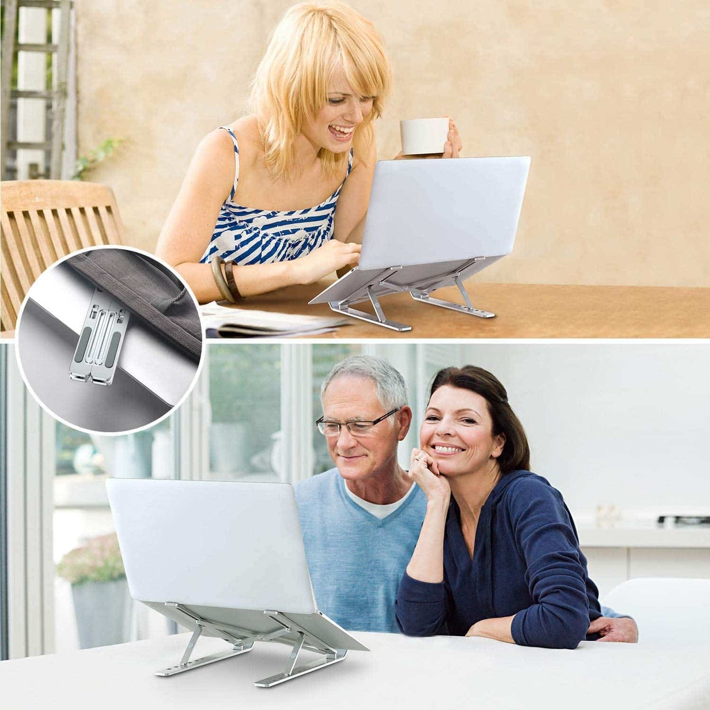 Aluminium Portable Laptop Stand - Ergonomic Adjustable Notebook Riser