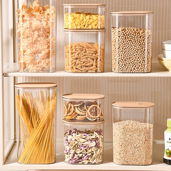 Bamboo Lid Airtight Jar Set - Eco-Friendly Kitchen Storage