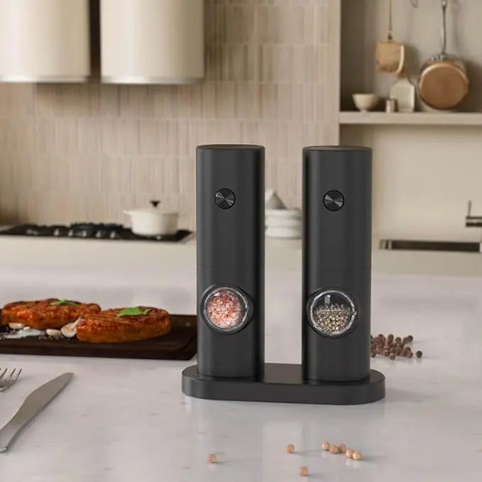 Electric Salt and Pepper Grinder Set - One-Touch Automatic Spice Mill