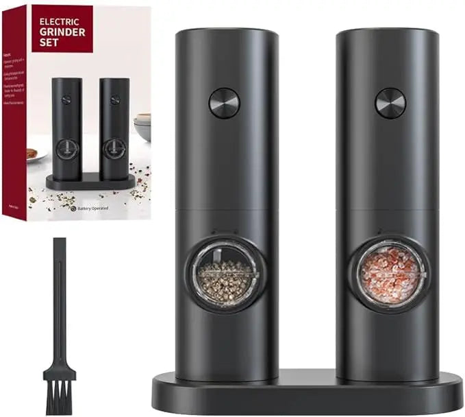 Electric Salt and Pepper Grinder Set - One-Touch Automatic Spice Mill