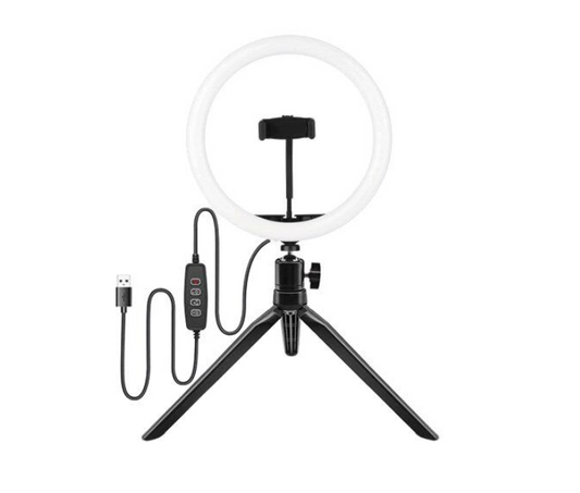 10-inch LED Ring Light with 1.6m Tripod - TikTok, YouTube, Zoom Kit