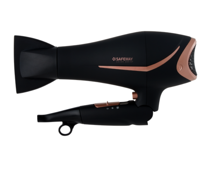 Foldable Travel Hair Dryer 2200W - Ionic, 3 Heat Settings, Compact