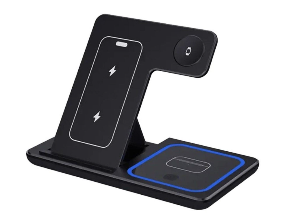3-in-1 Wireless Charger - Phone, Smartwatch & Earbuds, 15W Fast Charge