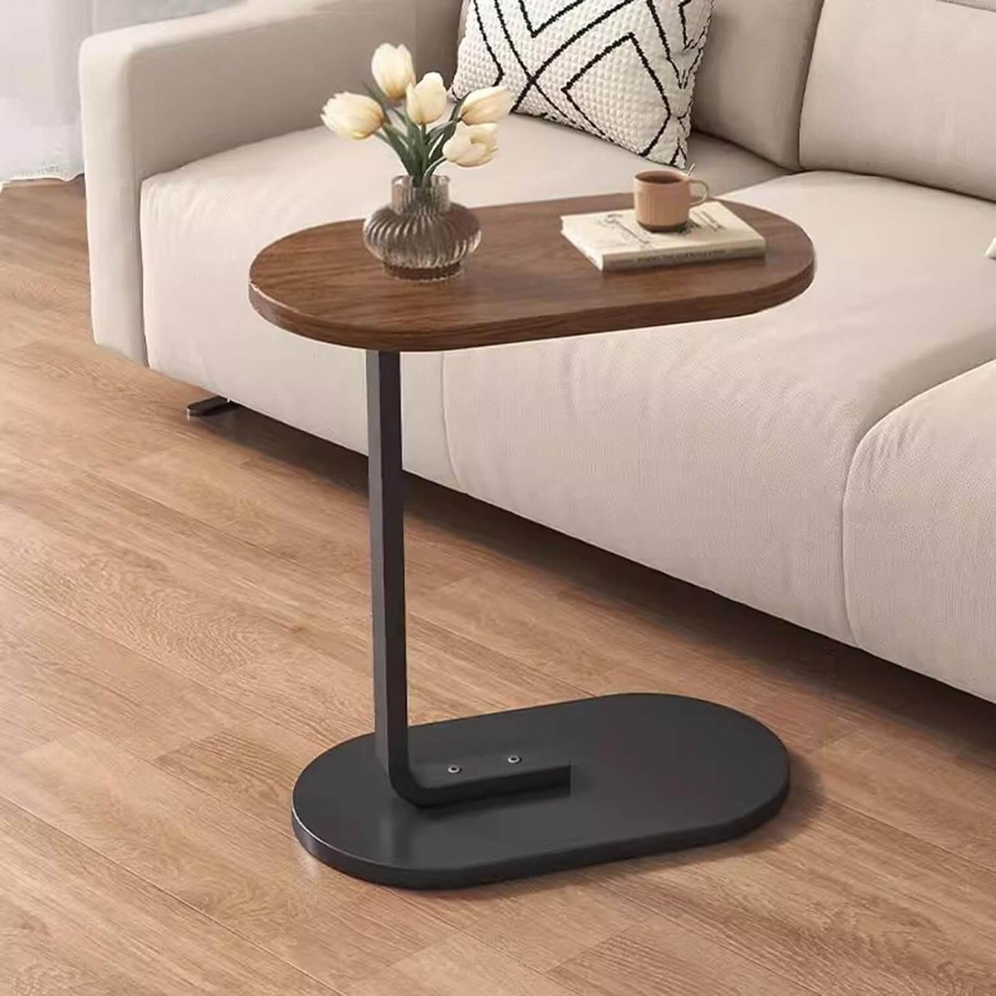 C-Shaped Portable Side Table - Space Saving Sofa Table