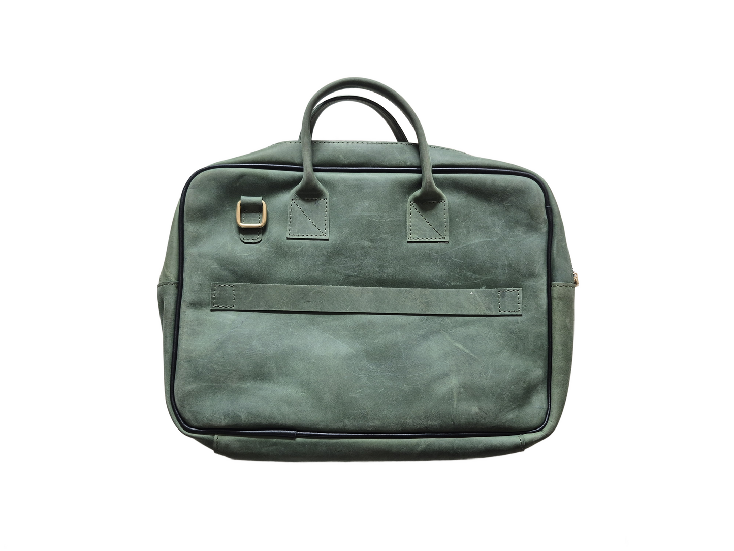 Rustic Green Leather Laptop Bag