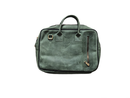 Rustic Green Leather Laptop Bag