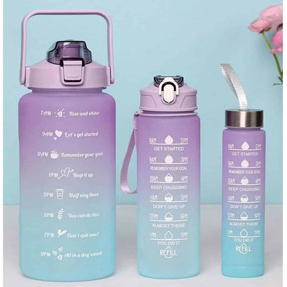 Set of 3 Motivational Water Bottles - BPA-Free with Time Markers