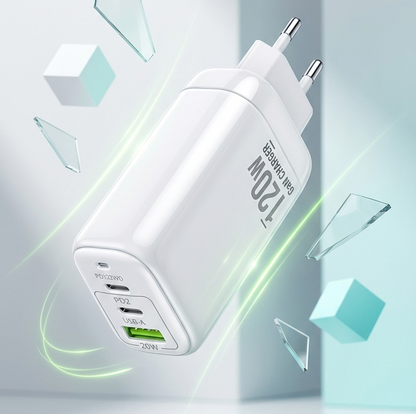 120W Triple Port Fast Charge USB & Type-C Adaptor