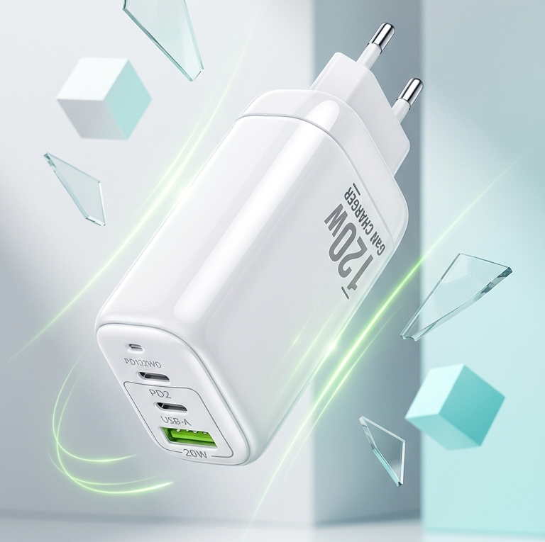 120W Fast Charge Adaptor - USB & Dual Type-C Triple Port Charger