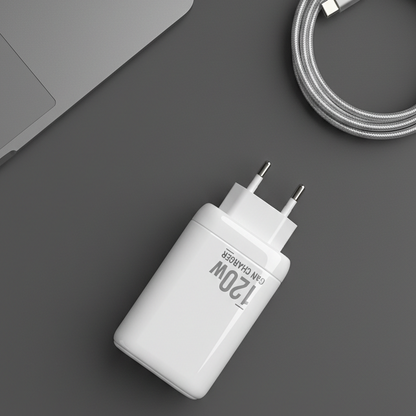 120W Fast Charge Adaptor - USB & Dual Type-C Triple Port Charger