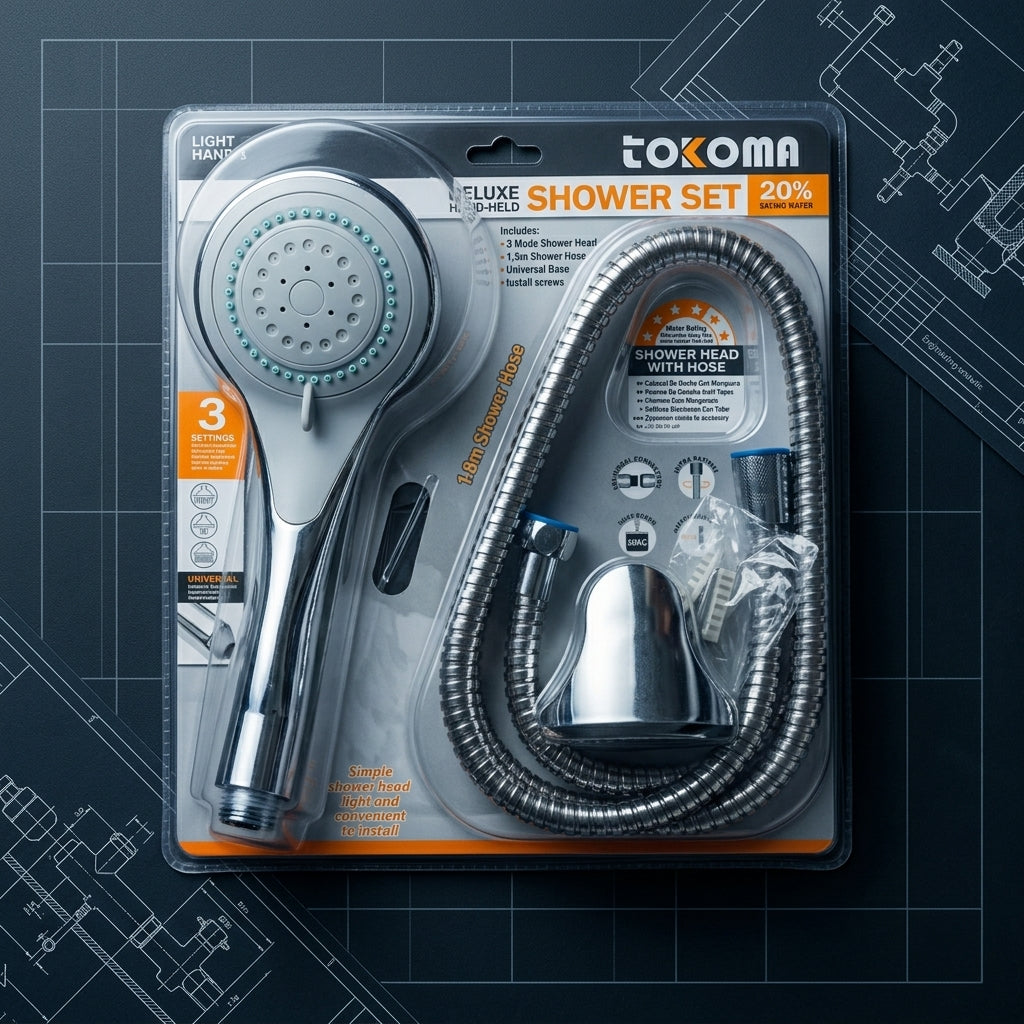 3-Function Handheld Shower Head Set with 1.8m Hose