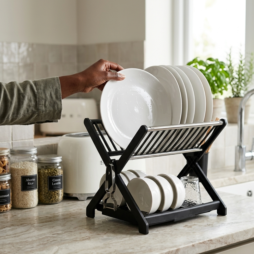 X-Shape Double-Layer Household Dish Rack