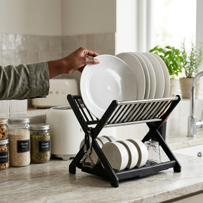 X-Shape Double-Layer Household Dish Rack
