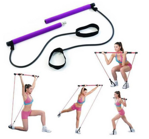Portable Fitness Exercise Pilates Bar Stick with Resistance Band