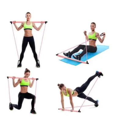 Portable Fitness Exercise Pilates Bar Stick with Resistance Band